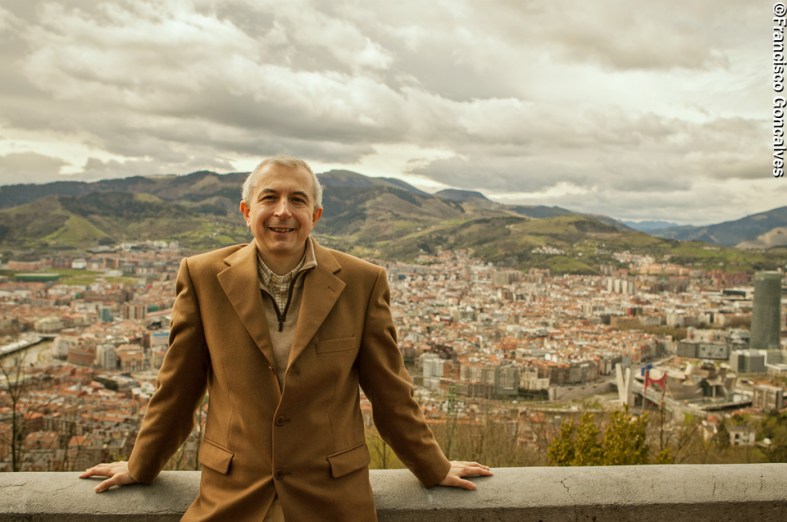 Enrique with Bilbao in the background.