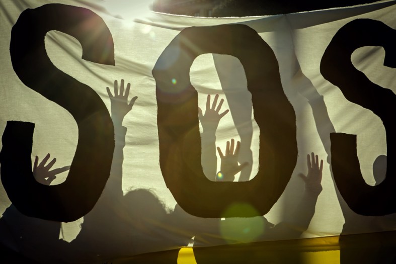 El mundo tiene que saber lo que pasa en Venezuela. Manifestación del 22 de febrero en Barcelona. 