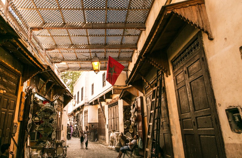 La bandera de Marruecos presente