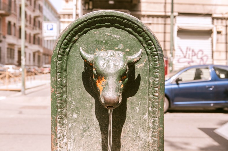 Las fuentes con el toro, un clásico de la ciudad